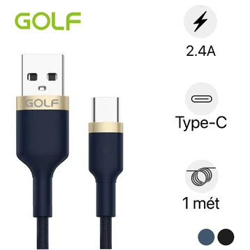 Cáp Golf USB-A to Type-C 2.4A GC-71T dây dù 1M