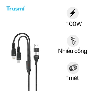 Cáp Trusmi 2 in 1 USB-A to USB-C, Lightning 100W