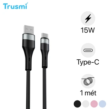 Cáp Trusmi USB-A to USB-C silicone 15W dài 1m