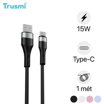 Cáp Trusmi USB-A to USB-C silicone 15W dài 1m - Cũ