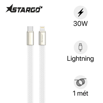 Cáp StarGO slim silicone USB-C to Lightning 30W 1m