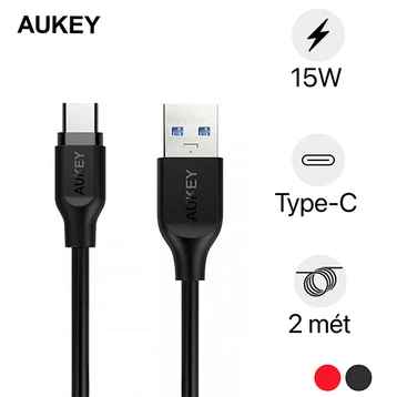 Cáp Aukey USB-C bọc sợi Nylon (Braided Nylon) 2 mét CB-AC2