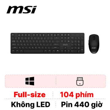 Combo bàn phím + Chuột không dây MSI Forge K200