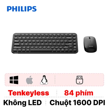 Combo Bàn phím + chuột không dây Philips SPT6338