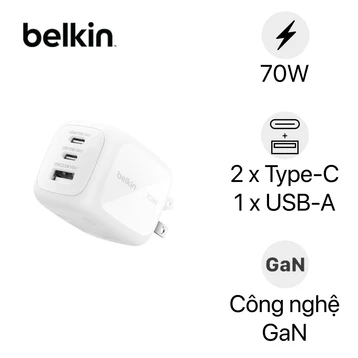 Sạc Belkin BoostCharge Pro 70W 2C1A GaN PD3.1