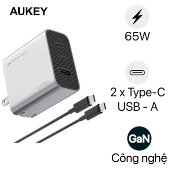 Sạc Cuktech GAN 2C1A 65W kèm cáp C-C Dài 1.5M (CN) AD653C