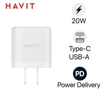 Củ sạc Havit 2 cổng Type C 20W Type A 12W
