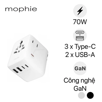 Sạc du lịch Mophie Essentials 3C2A PD GAN 70W