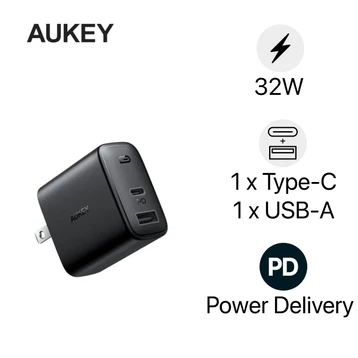 Củ sạc nhanh Aukey PA-F3S 2 cổng Type C 20W,USB-A 12W