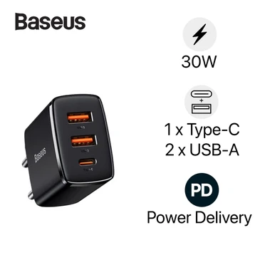 Củ sạc Baseus Compact 30W 3 cổng 2 x USB-A + USB-C