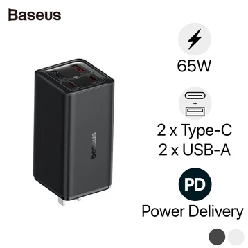 Sạc nhanh Baseus GaN6 Pro 2C + 2U 65W US kèm cáp C-C 100W 1m