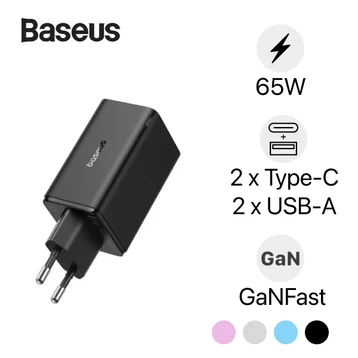 Sạc nhanh Baseus GaN6 Pro 2C + 2U 65W EU kèm cáp C-C 100W 1m