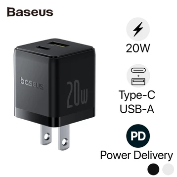 Sạc nhanh Baseus Palm 1C1A 20W US (kèm cáp mini C to C 60W dài 1m)