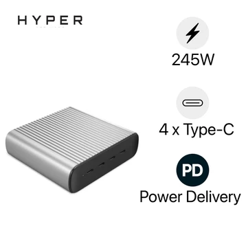 Củ sạc Hyperjuice Gan 245W 4 USB-C PD Gan245
