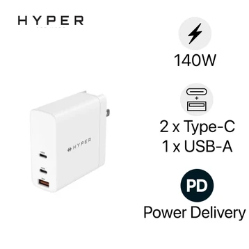 Củ sạc HyperJuice Gan PD 140W HJG140US kèm cáp Type-C 2M