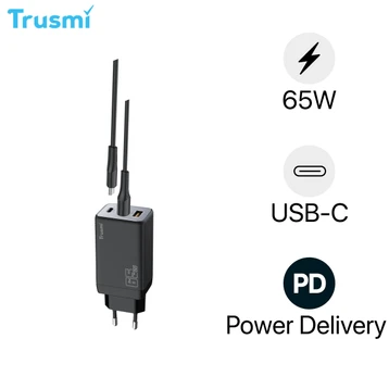 Sạc nhanh mini Trusmi PD 65W GAN 1A+2C kèm cáp type-C to type-C 60W (EU) CH05