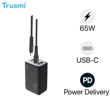 Sạc nhanh mini Trusmi PD 65W GAN 1A+2C kèm cáp type-C to type-C 60W CH05 - Cũ