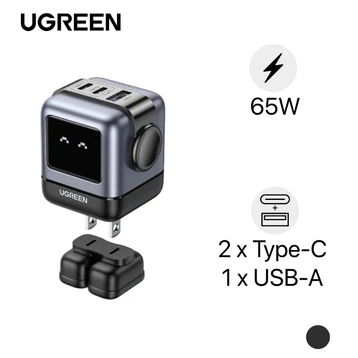 Sạc nhanh Ugreen Robot 15570 3 cổng USB-C và USB-A GaN 65W