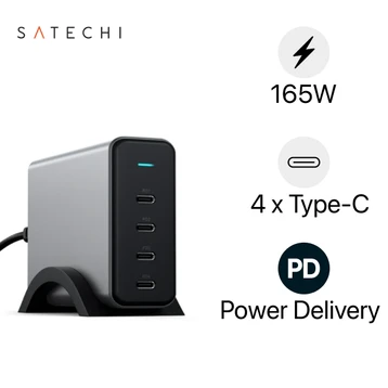 Sạc satechi PD 4 cổng USB-C 165W chân sạc EU