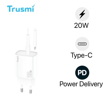 Sạc Trusmi cổng USB-C PD 20W kèm cáp type-C to Lightning 20W (EU) CH10