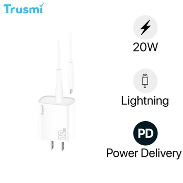 Sạc Trusmi cổng USB-C PD 20W kèm cáp type-C to Lightning 20W (US) CH10
