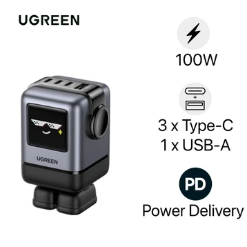 Sạc Ugreen Robot Uno 3C1A 100W 4 cổng PD GAN US 45514B