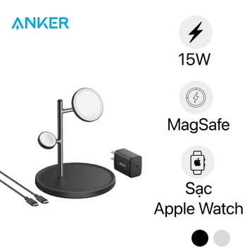 Đế Sạc Anker Maggo đứng 3 trong 1 1C 15W kèm cáp + sạc B25M3
