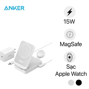 Đế sạc Anker Maggo gập 3 in 1 1C 15W kèm củ sạc + Cáp B2557