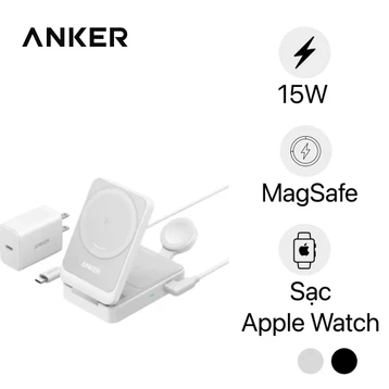 Đế sạc Anker Maggo gập 3 in 1 1C 15W kèm củ sạc + Cáp B2557