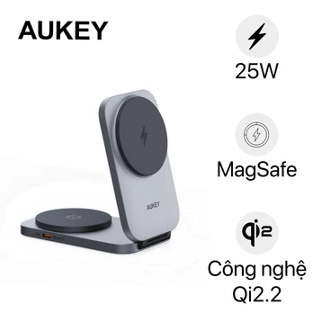 Đế sạc không dây Aukey 25W Qi 2.2 2 trong 1 LC-MC212