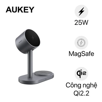 Đế sạc không dây Aukey Magfusion 25W Qi 2.2 2 trong 1 LC-MC213