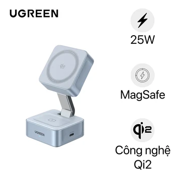 Đế sạc không dây để bàn Ugreen MagFlow 2 trong 1 25W 55960