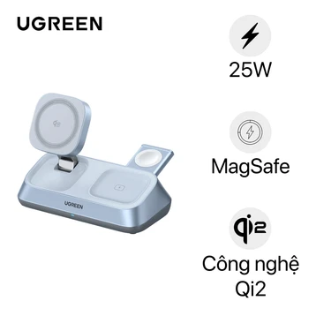 Đế sạc không dây để bàn Ugreen MagFlow 3 trong 1 25W W711 55677