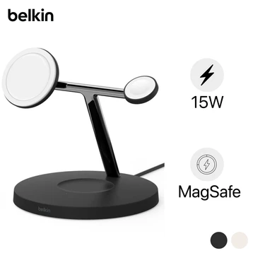 Đế sạc không dây Belkin Magsafe 3 in 1 Boostcharge Pro đứng 15W kèm sạc