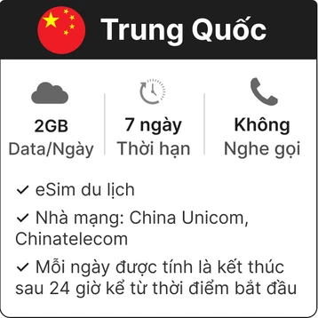 eSim du lịch Gohub Trung Quốc 2GB - 7 ngày