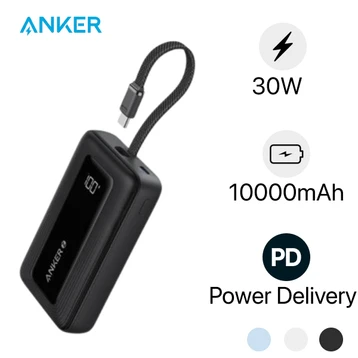 Pin sạc dự phòng Anker Zolo 10000mah 30W 1A1C Tích Hợp Cáp Type-C A1688 - Cũ