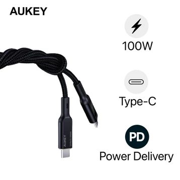Cáp Aukey CB-MCC102 C-C bọc dù MH LCD 100W 1.8M - Cũ
