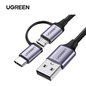Cáp sạc và truyền dữ liệu Ugreen USB-A sang Micro Usb + Usb-C dài 1m US177 