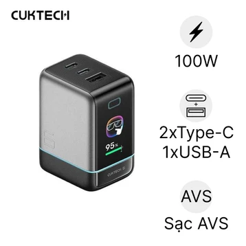 Sạc Cuktech 6 Ultra 2C1A 100W PD 3.0 QC 4.0 AVS 60W màn hình AD653U
