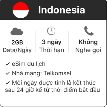 eSim du lịch Gohub Indonesia 2GB - 3 Ngày