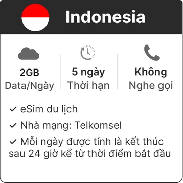 eSim du lịch Gohub Indonesia 2GB - 5 Ngày