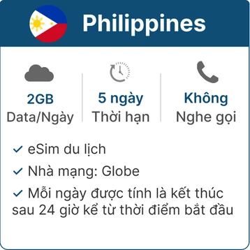 eSim du lịch Gohub Philippines 2GB - 5 Ngày