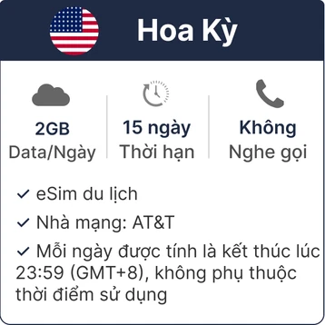 eSim du lịch Gohub Hoa Kỳ 2GB - 15 Ngày