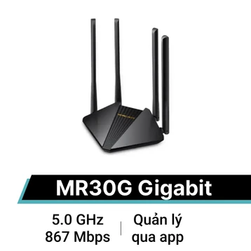 Router WiFi băng tần kép AC1200 Mercusys MR30G Gigabit