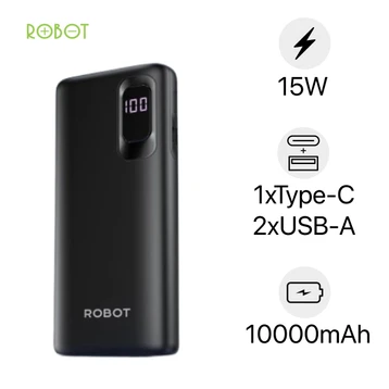Pin dự phòng Robot 1C2A 10.000MAH 15W tích hợp cáp Type-C RT102