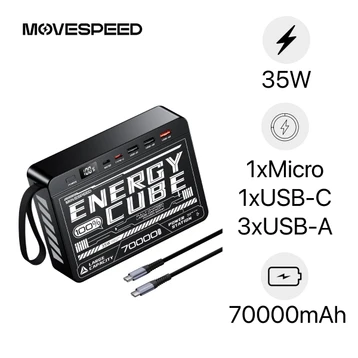 Pin dự phòng MoveSpeed 70000mAh 35W nhiều cổng tích hợp màn hình Z70SE