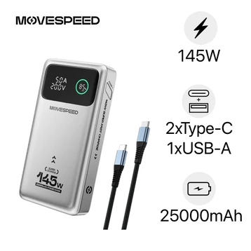 Pin dự phòng MoveSpeed 25000mAh 145W 2C1A kèm cáp C-C 100W có màn hình M25