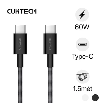 Cáp Cuktech Type-C to C 3A 60W DÀI 1.5M CTC315P