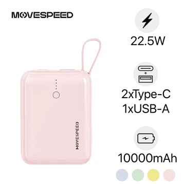 Pin dự phòng MoveSpeed 10000mAh 22.5W tích hợp cáp đôi C Q10PLUS