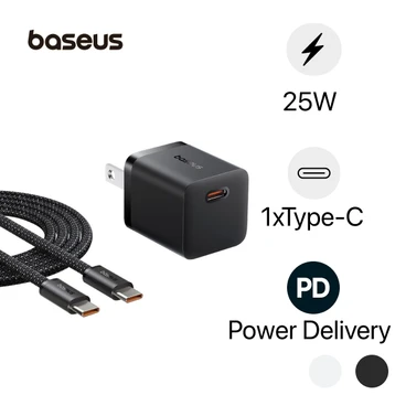 Sạc nhanh Baseus GaN5 Mini 1C 25W (Kèm cáp C-C 100W dài 1M)